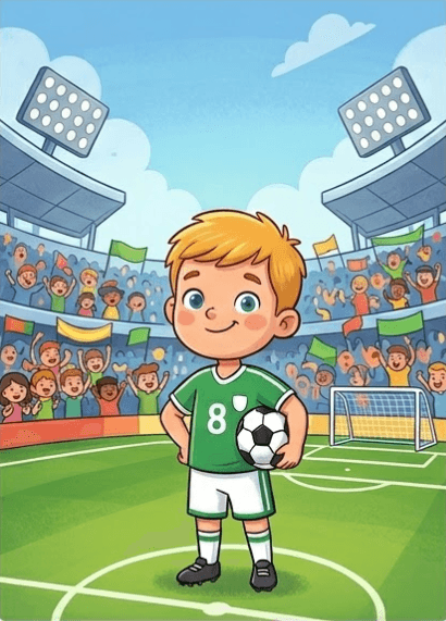 Kind mit Fußball als Symbol für aktivierende Lerninhalte.